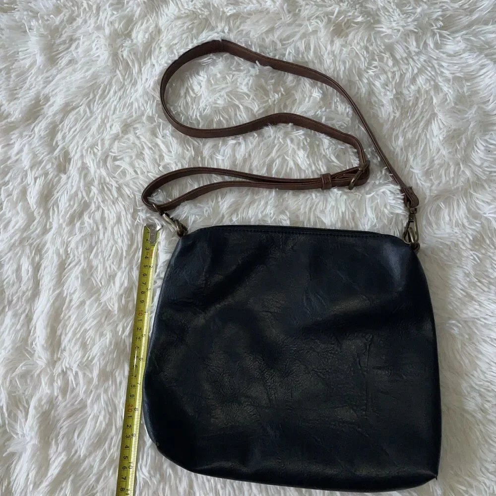 Liz Soto Handbags Crossbody Vegan Black Leather Floral Interior